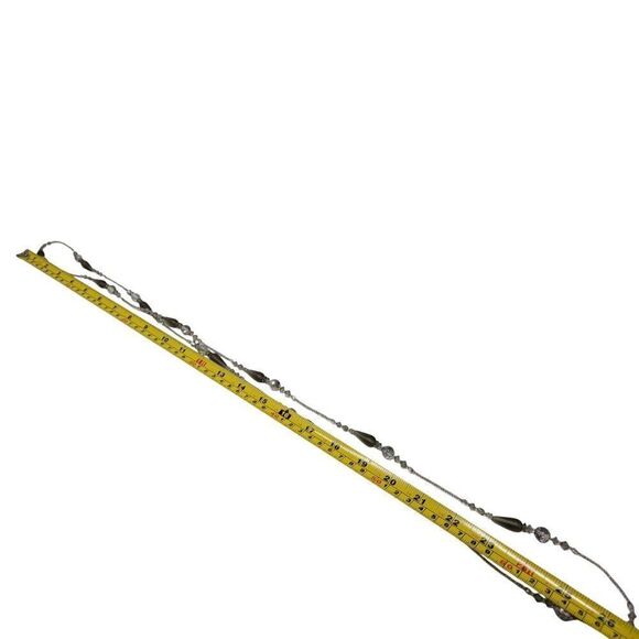 Vtg Long Flapper Necklace Silver Smoky Gray AB Beaded‎ Glass Versatile Opera - Picture 6 of 9